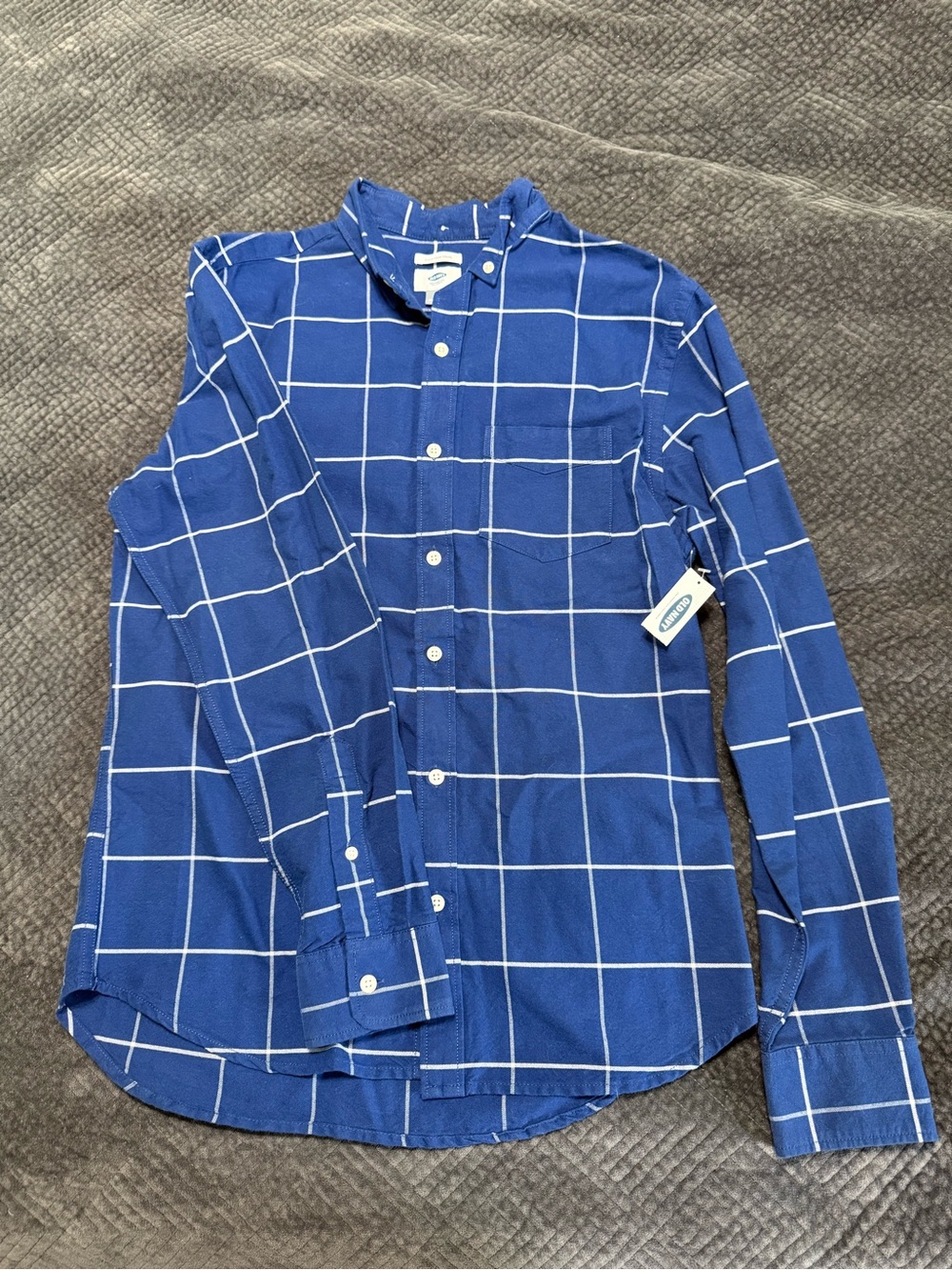 Old Navy Royal Blue Windowpane Button-Down Shirt